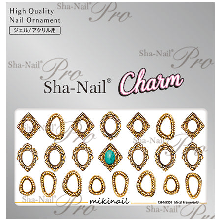 Sha-Nail Charm  Metal Frame Gold