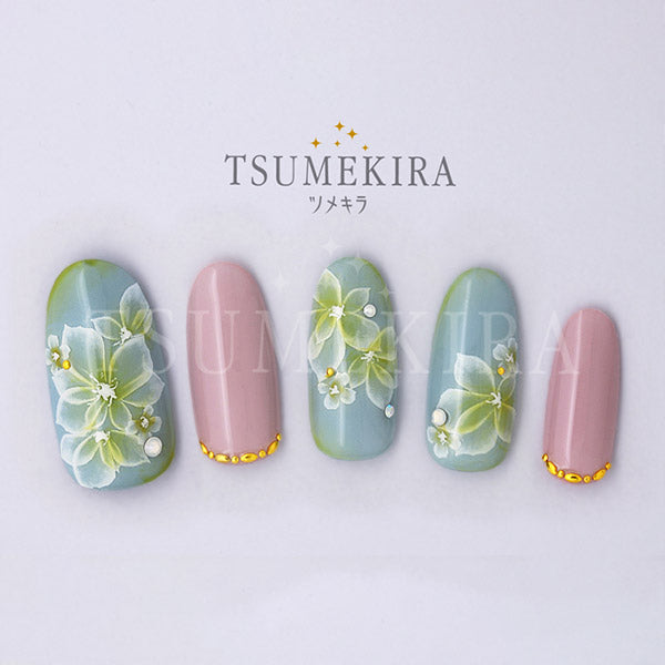 Tsumekira cranberry nail produce 1 Gradation flowers white 120mm x 88mm