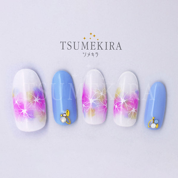 Tsumekira cranberry nail produce 1 Gradation flowers white 120mm x 88mm