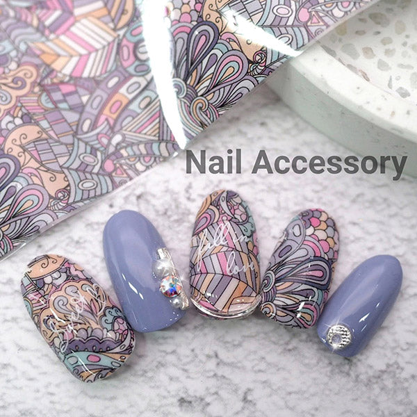 Nail accessories art film Blue scarf pattern