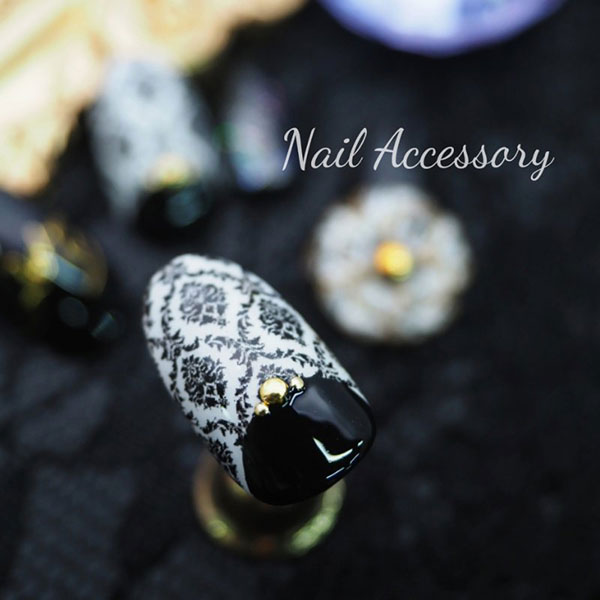 Nail accessories art film Damask A Black