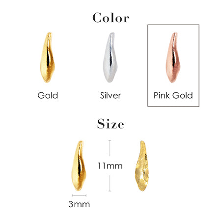 Bonnail x rrieenee teardrop Gold  6P Length 11 mm x width 3 mm x thickness 1 mm