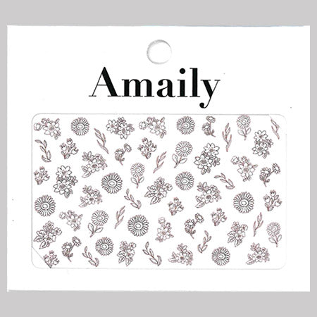 Amaily Nail Stickers  No. 3-27 Fancy Flower (White)