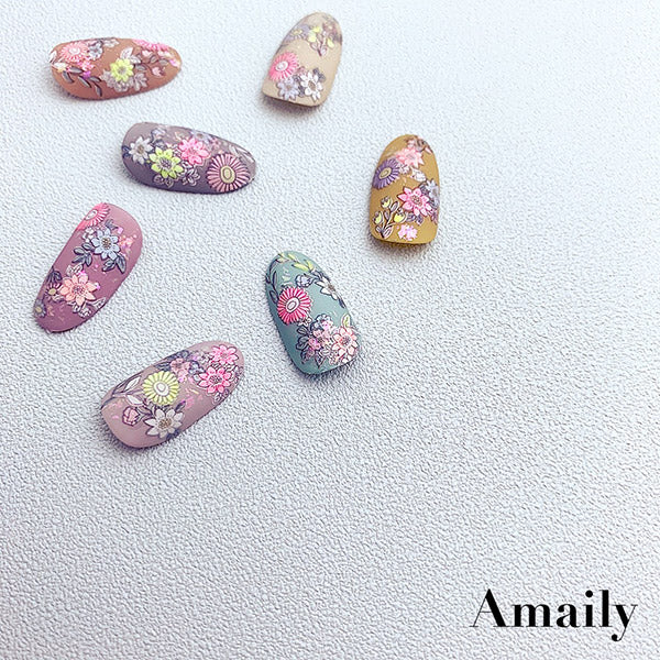 Amaily Nail Stickers  No. 3-28 Fancy Flower (Color)
