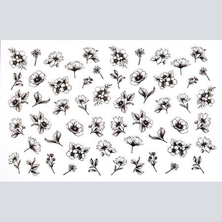 Amaily Nail Stickers No. 3-29 Classical Flower (Black)