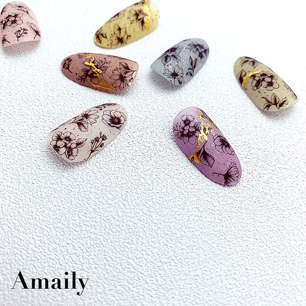Amaily Nail Stickers No. 3-29 Classical Flower (Black)