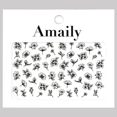 Amaily Nail Stickers No. 3-29 Classical Flower (Black)