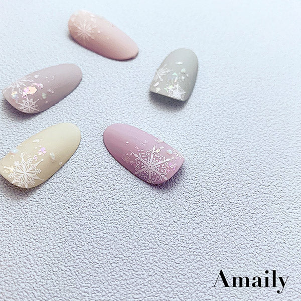 Amaily Nail Stickers No. 3-33 Snowflake 2 (white)