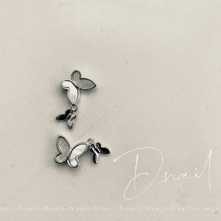 + D D.nail Butterfly Parts  Silver 2 pieces