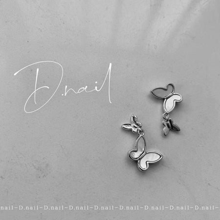 + D D.nail Butterfly Parts  Silver 2 pieces