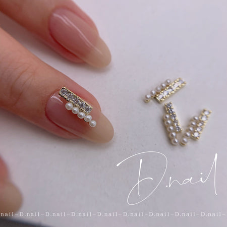 + D D.nail Stick Crystal Pearl  Gold 2 pieces