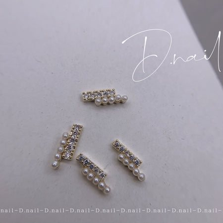 + D D.nail Stick Crystal Pearl  Gold 2 pieces
