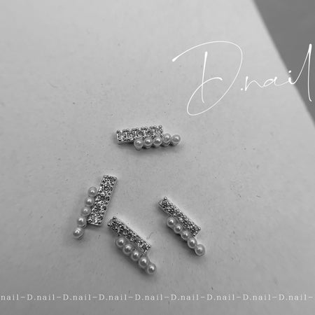 + D D.nail Stick Crystal Pearl  Silver  2 pieces
