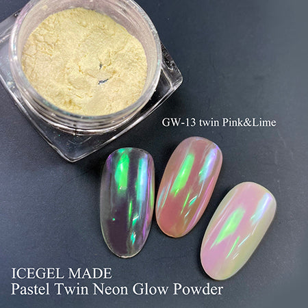 ICE GEL Glow Powder   Twin neon pink & lime GW13