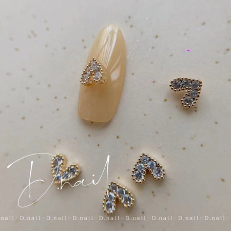 + D D.nail Heart Crystal  Gold 2P