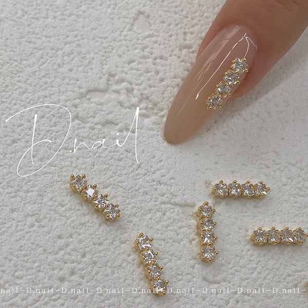 D Nail Stick Gold Crystal 2P