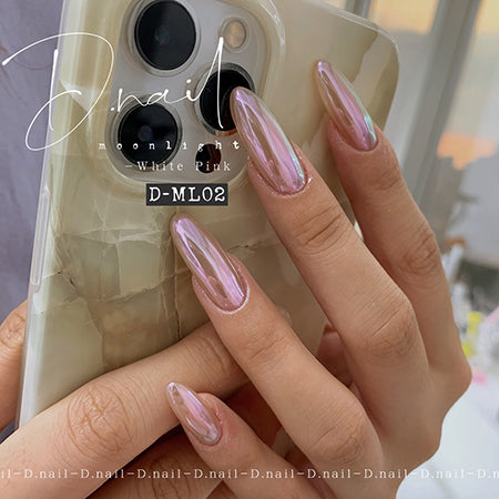 D Nail Aurora Mirror Powder  White Pink