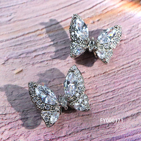 SONAIL Nail Deco Parts Yamazaki  Select Shaking Butterflies Silver FY000171 2P
