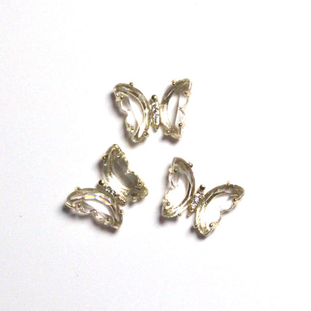 SHAREYDVA Clear Butterfly Parts  Clear x Gold 3p