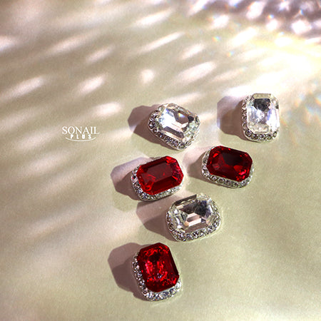 SONAIL Square Bijou Rhinestone Deco Parts FY000193 2 colors x 3 each