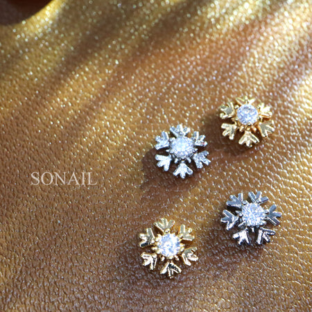 SONAIL Snow Crystal Gold & Silver Deco Parts FY000198  Gold x 2 / Silver x 2