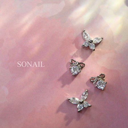 SONAIL Mariage Butterfly Ribbon Parts Set Silver FY000211 2 types x 2