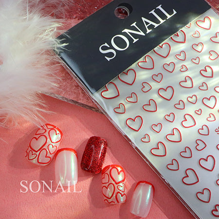 SONAIL 3D Heart Frame Warm Color  Three-Dimensional Nail Sticker FY000219