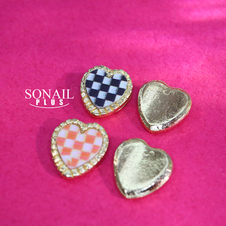 SONAIL Nail Deco Parts Yamazaki Select Heart Block check Bijou Frame Parts Set 4P