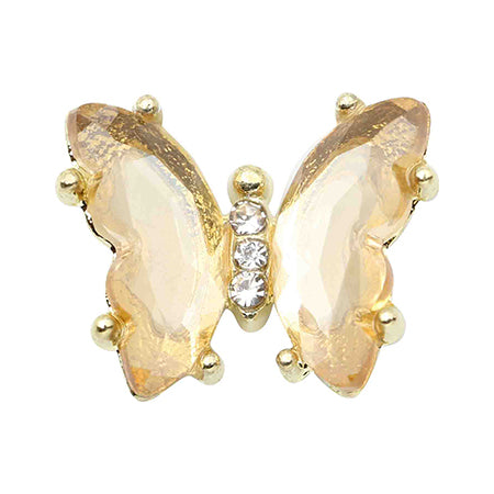 MATIERE Gold Frame Crystal Butterfly Topaz 2P