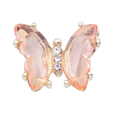MATIERE Gold Frame Crystal Butterfly Apricot Pink 2P