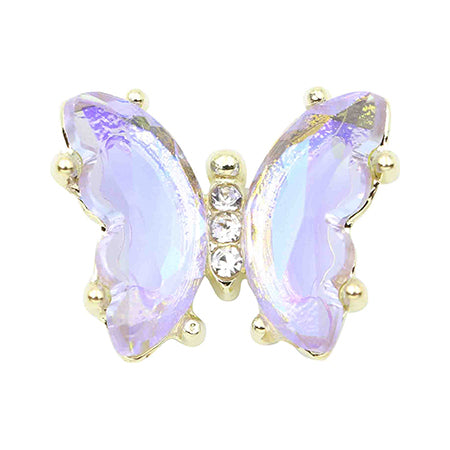 MATIERE Gold Frame Crystal Butterfly  Aurora Blue 2P