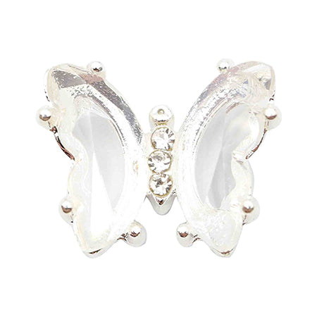 MATIERE Silver Frame Crystal Butterfly Clear 2P