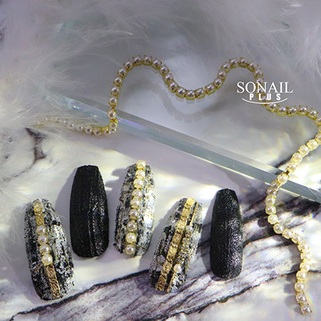 SONAIL Classical White Pearl Nail Chain  Gold FY000231