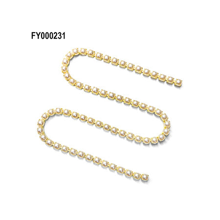 SONAIL Classical White Pearl Nail Chain  Gold FY000231