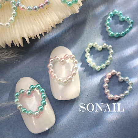 SONAIL Heart Bead Frame Pale Color Deco Parts  FY000249 15P