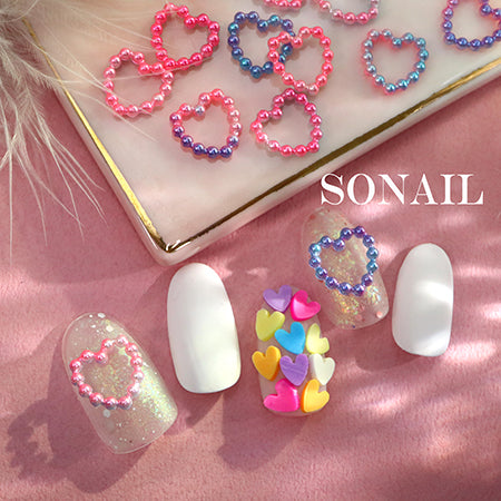 SONAIL Heart Bead Frame Gradation Deco Parts  FY000250 15P