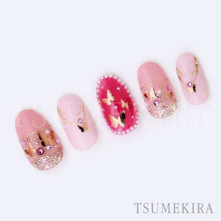 Tsumekira Butterfly Silhouette  Pink Gold SG-BSA-104