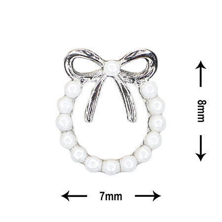 SONAIL Pearl Wreath Ribbon Charm Silver & Gold FY000242 4P (Silver 2P, Gold 2P)