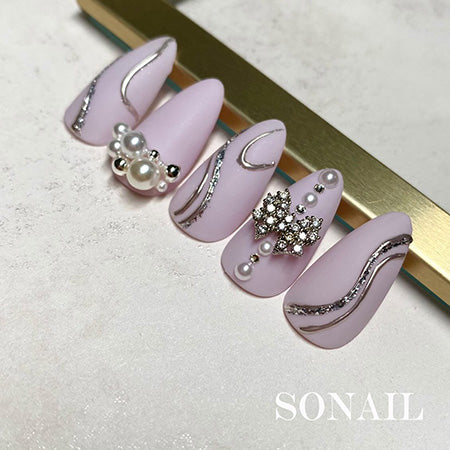 SONAIL Gorgeous Charming Bijou Ribbon Silver FY000418 2P