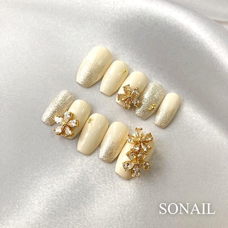 SONAIL Double Flower Crystal & Gold  FY000419 2P