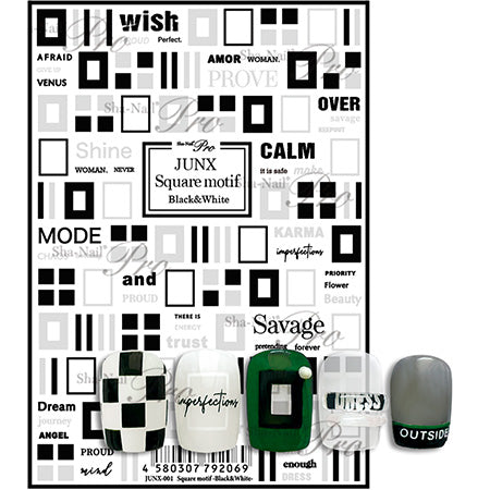 Photo Nail PRO JUNX-001 Square Motif Black and White