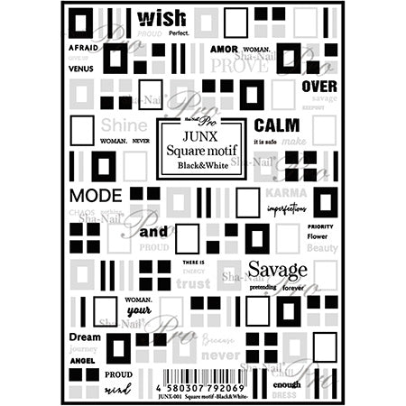 Photo Nail PRO JUNX-001 Square Motif Black and White