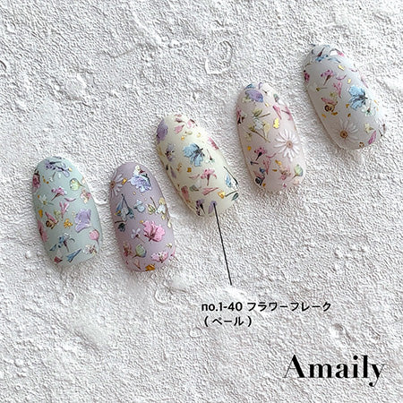 Amaily nail stickers NO. 1-40 Flower Flake 2 (Pale)