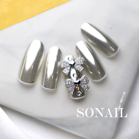 SONAIL Gorgeous Ribbon Motif Glitter Silver FY000335 2p