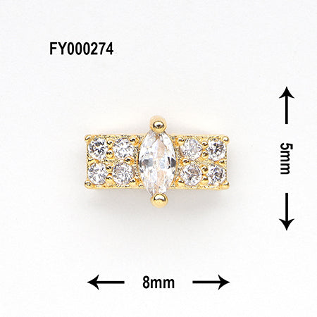 SONAIL PLUS TOMOMI Select Rectangle Pearl Crystal Stone  Gold FY000274 2P
