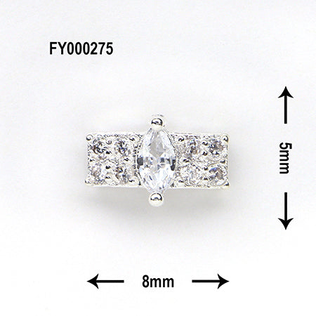 SONAIL PLUS TOMOMI Select Rectangle Pearl Crystal Stone White FY000275 2P