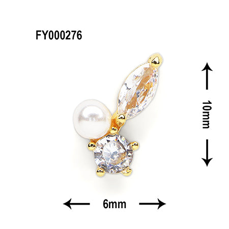 SONAIL PLUS TOMOMI Select Round Pearl Gold Ball Crystal Stone FY000276 2P