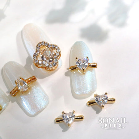 SONAIL PLUS Yamazaki Select Charming Pure Mini Heart Crystal Gold FY000472 2P