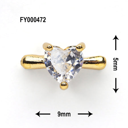 SONAIL PLUS Yamazaki Select Charming Pure Mini Heart Crystal Gold FY000472 2P