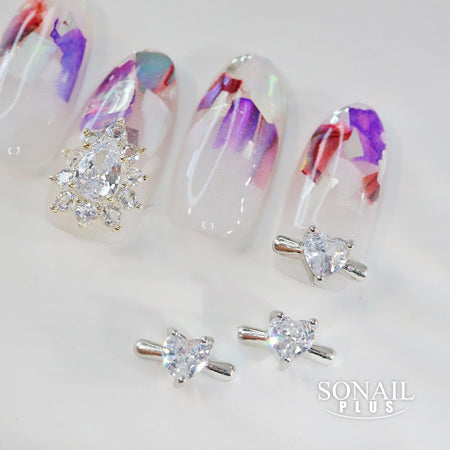 SONAIL PLUS Yamazaki Select Charming Pure Mini Heart Crystal Silver FY000473 2P